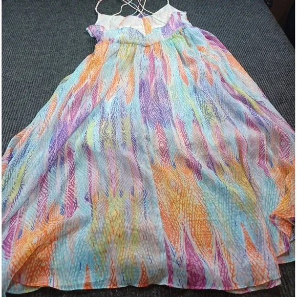 Free People Floral Boho Maxi Dress Crisscross Straps Summer Resort M - Picture 7 of 8